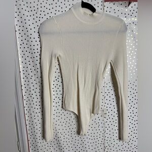 Abercrombie & Fitch Cream Long Sleeve Bodysuit
